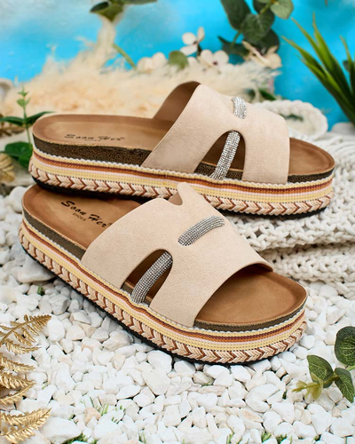 Royalfashion Damen Orolta Zirkonia Flip-Flops