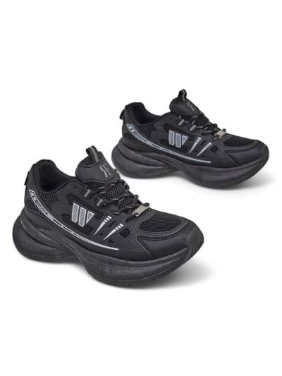 Damen Sportschuhe Royalfashion Hypatia schwarz mit flachem 5 cm Absatz