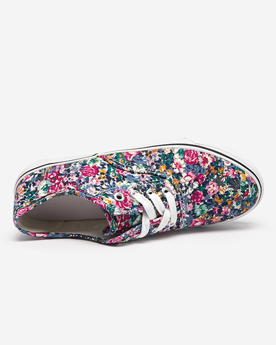 Marineblaue Damen-Sneaker mit Blumen Surfi - Footwear