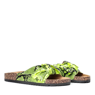 Neongrüne Hausschuhe aus Schlangenhaut Snake Skin - Footwear