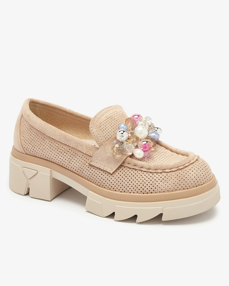 Durchbrochene Mokassins für Damen in Hellbraun Peloga- Footwear