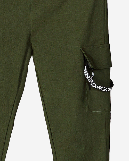 Темно-зелені жіночі штани карго з поясом - Одяг