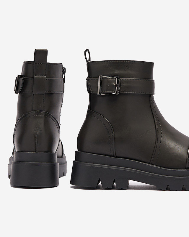 Schwarze Damenstiefel mit Schnalle Utilas - Footwear