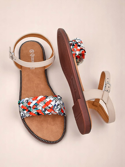 Royalfashion Damen Sandalen mit flacher Sohle ColorStrap