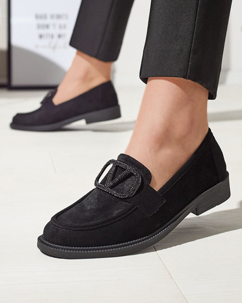 Schwarze Damen Mokassins mit Ornament Fogras- Footwear
