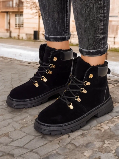 Royalfashion Schwarze Damen-Trapper Develier
