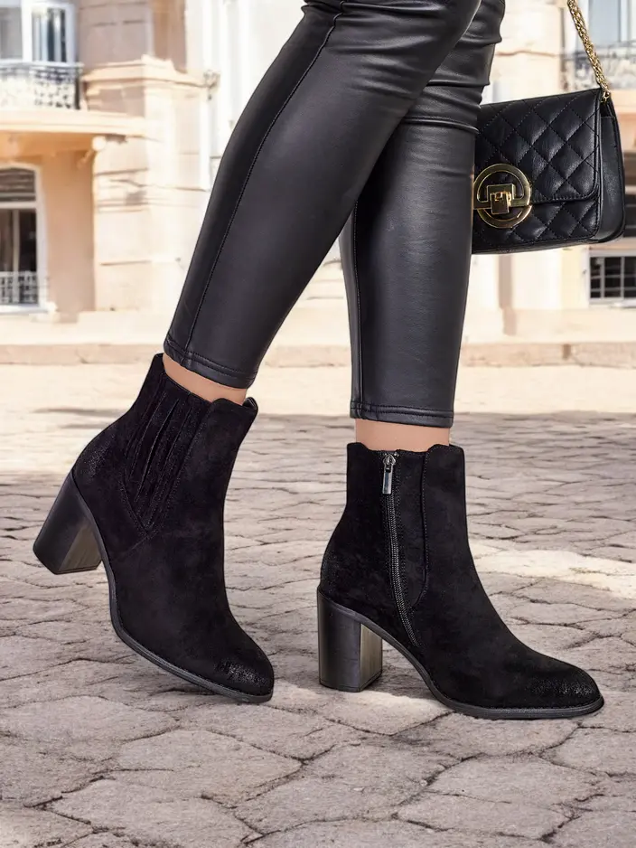 Royalfashion Öko-Wildleder Damen-Stiefeletten mit Blockabsatz Cesios