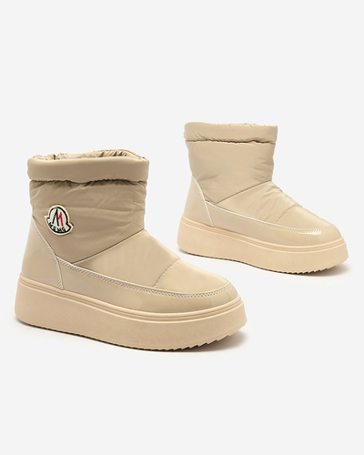 Royalfashion Damen Schlupf-Schneestiefel in hellbrauner Farbe Ademra