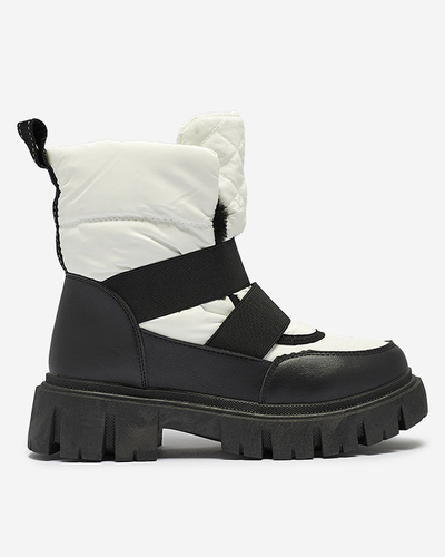 Damen-Schneestiefel mit flacher Sohle in schwarz-weiß Ferory- Footwear