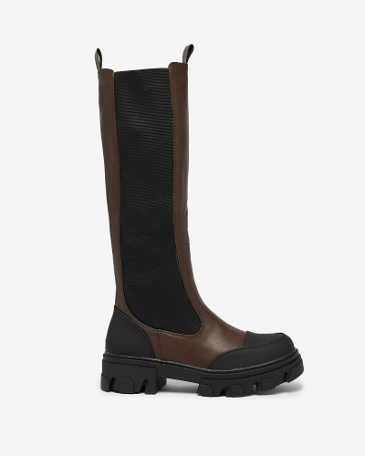 Royalfashion Dunkelbraune mittelhohe Damenstiefel Blyss