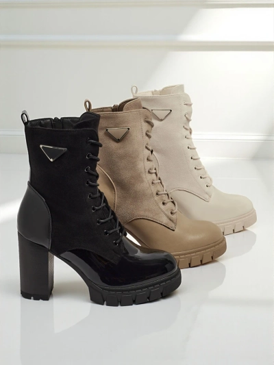 Damen Stiefeletten Öko-Wildleder mit Blockabsatz Event Bramble