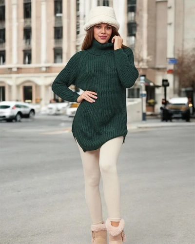 Royalfashion Längerer Damen-Rollkragenpullover