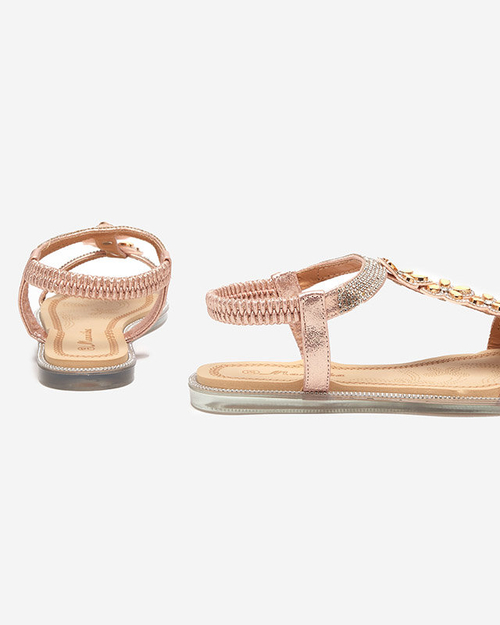 Жіночі босоніжки Soritis з квітами рожевого золота - Взуття