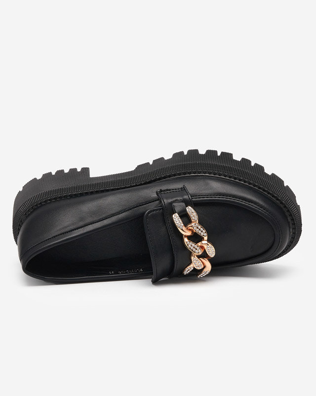 OUTLET Schwarze Damenschuhe mit Goldkette Chemko- Footwear