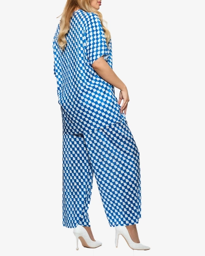 Blaues gemustertes Set für Damen - Kleidung