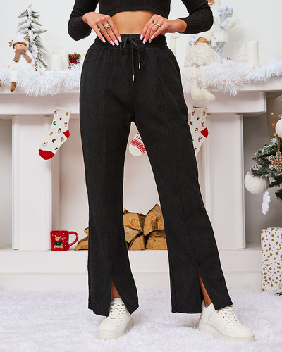 Royalfashion Schwarze Cord-Stoffhose für Damen