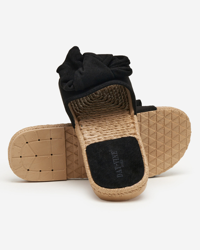 OUTLET Schwarze Damenhausschuhe mit Terina-Schleife - Schuhe