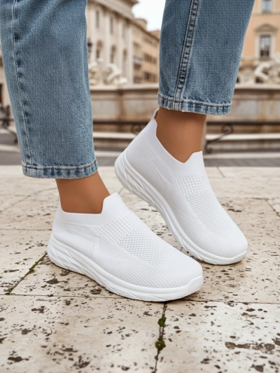Royalfashion Damen Sport Slip-On Schuhe Weiß