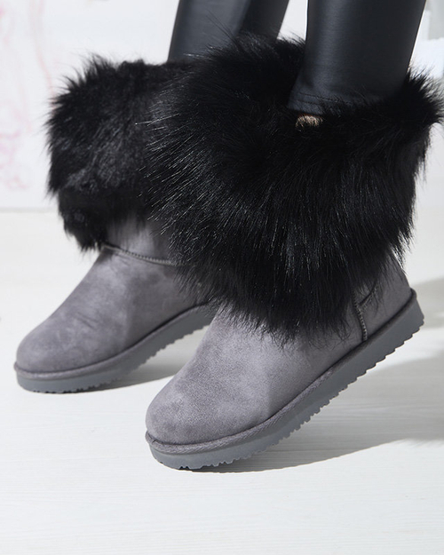 Сірі жіночі снігові черевики з асиметричним верхом і хутром Vetora - Взуття