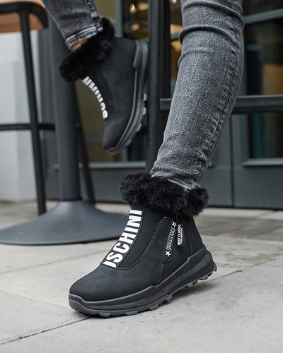 OUTLET Schwarze isolierte Damenstiefel mit Fell Scherr- Footwear
