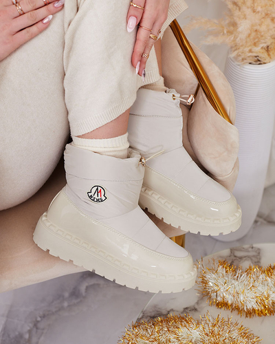 Royalfashion Damen Schlupf-Schneestiefel in Creme Farbe Ireda