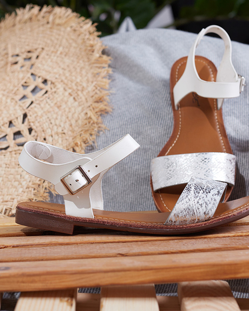Жіночі босоніжки з білим тисненням Xetera - Взуття