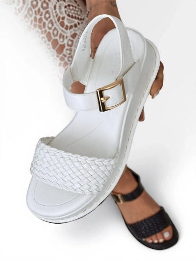 Royalfashion Damen Keilsandalen mit geflochtenem Riemen Fiolle
