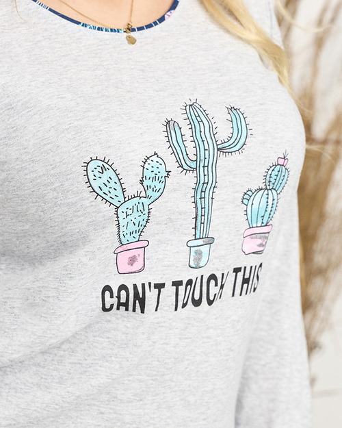 Сіро-блакитна жіноча піжама з принтом - Одяг