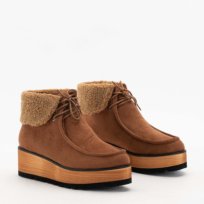 Wedesi camel Damen Plateau Stiefeletten - Schuhe