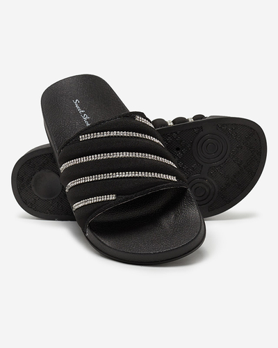 Schwarze Damen-Flip-Flops mit Zirkonen Erikis - Schuhe