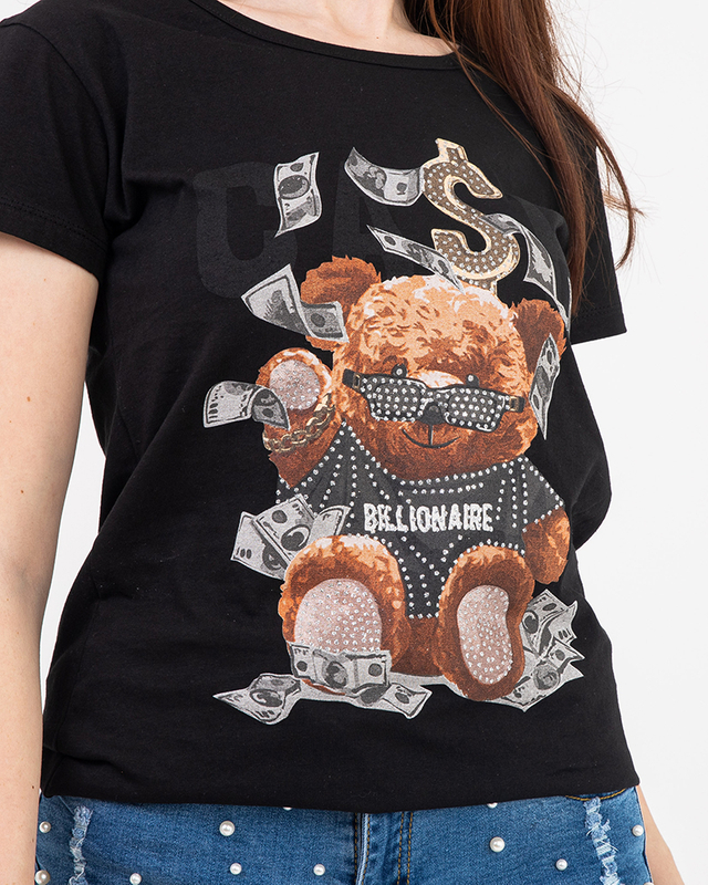 Schwarzes Damen-T-Shirt mit Aufdruck MISIA- Clothing