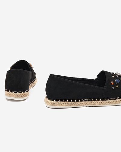 Schwarze Damen-Espadrilles aus Öko-Wildleder mit Zirkonia Mediros - Footwear