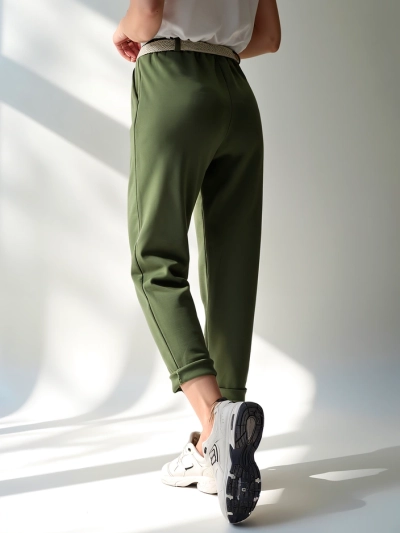 Royalfashion Einfache Damenhose mit Gürtel