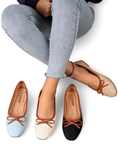 Royalfashion Damen Ballettschuhe mit Glitzer und einer Schleife Aramie