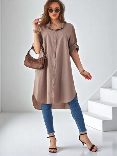Royalfashion Baumwoll Langarm Damen Oversized-Shirt