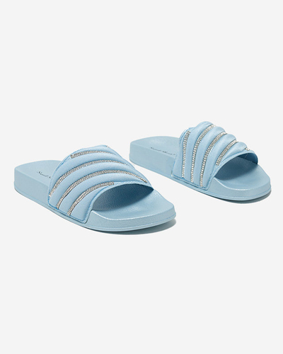 OUTLET Blaue Damenhausschuhe mit Zirkonia Erikis - Schuhe