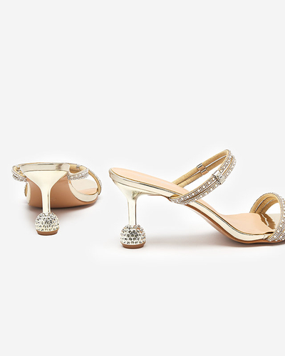 OUTLET Gold lackierte Hausschuhe mit niedrigen Absätzen Lakopi - Schuhe