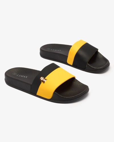 Royalfashion Gelbe und schwarze Damen-Gummi-Flip-Flops Lierigs