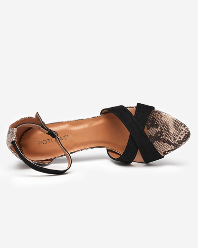 Schwarze Damensandale mit geprägtem Absatz Halensi - Footwear