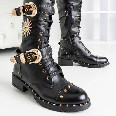 Schwarze Stiefel mit goldenen Ornamenten Antanasia - Footwear