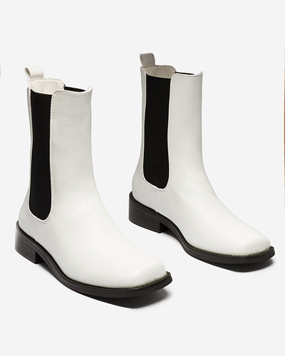 Weiße hohe Damenstiefel mit eckiger Kappe Ludiz- Footwear