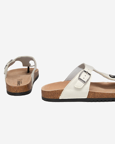 OUTLET Weiße Öko-Wildleder-Flip-Flops für Damen Sodifo- Schuhe