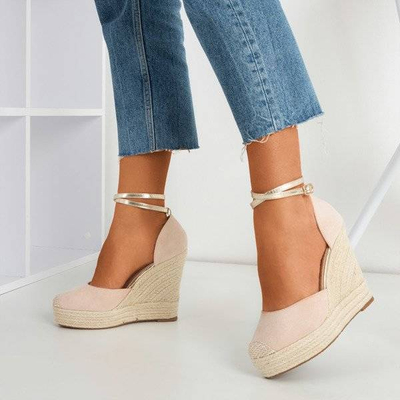 OUTLET Puder Espadrilles auf einem hohen Keil Sablac - Schuhe