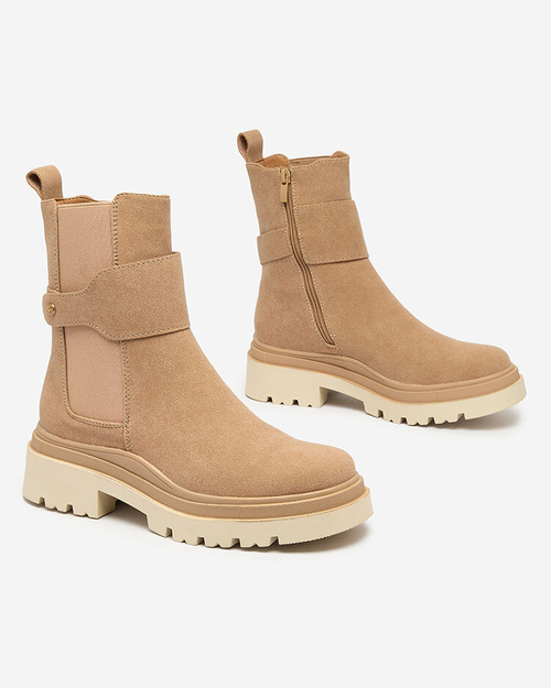 Жіночі черевики Royalfashion Бежеві з декоративним ремінцем Doasa