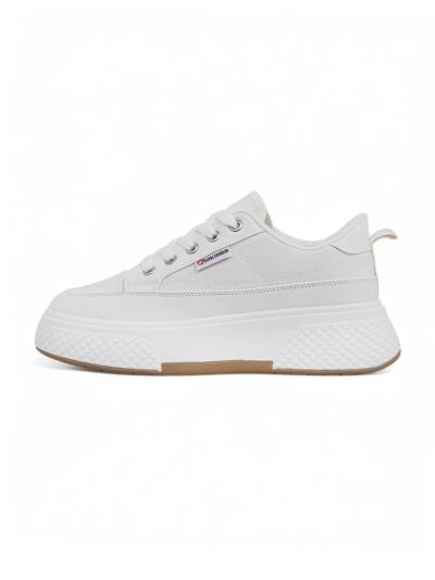 Damen Calypso Plateau Stoff Sneaker wei	 für Frühling und Sommer