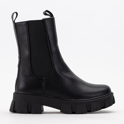 Schwarze Hoppy Kunstlederstiefel - Schuhe