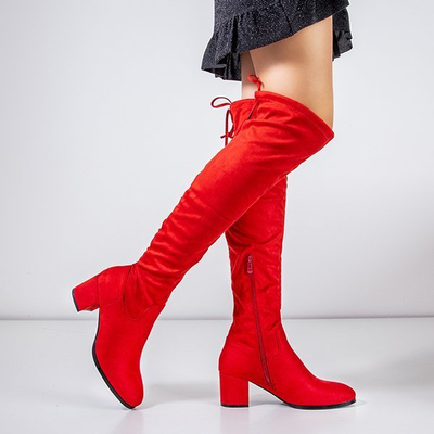 Rote Damenkniestiefel von Elvin-Shoes