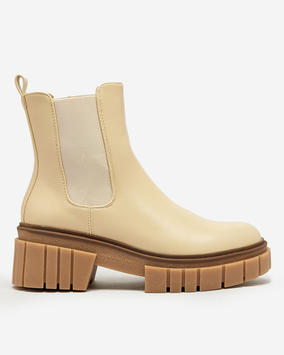 Royalfashion Beige Damenstiefel auf fester Sohle Eferope