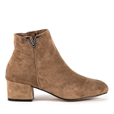 Коричневі ботильйони на низькому каблуці Roni - Взуття