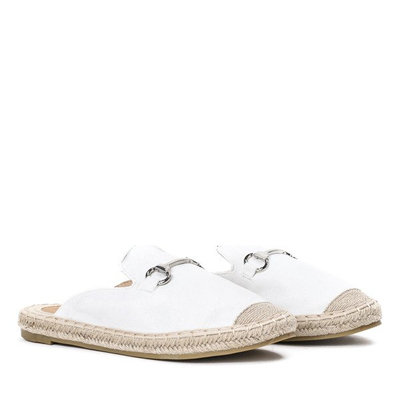 Weiße Espadrilles-Flipflops mit Metall-Adler-Dekoration - Schuhe 1